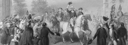 “Entrance of the American Army into New York, Novr. 25th, 1783,” published by Virtue, Emmins & Co., New York, 1859. (Library of Congress, Prints and Photographs Division) “Entrance of the American Army into New York, Novr. 25th, 1783,” published by Virtue, Emmins & Co., New York, 1859. (Library of Congress, Prints and Photographs Division)