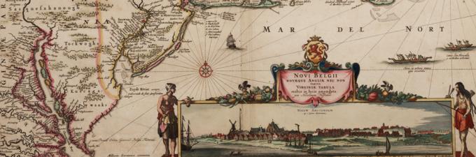 The mid-Atlantic colonies with an inset of New Amsterdam from a 1682 map. (Gilde