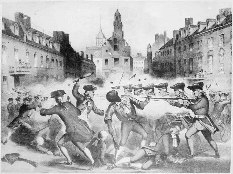 Boston Massacre, 03/05/1770, ca. 1936-1942. (Federal Works Agency. Work Projects Administration. Division of Information. National Archives.)