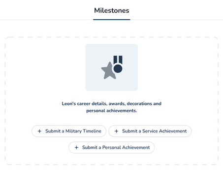 Screenshot of Military Milestones on VLM website