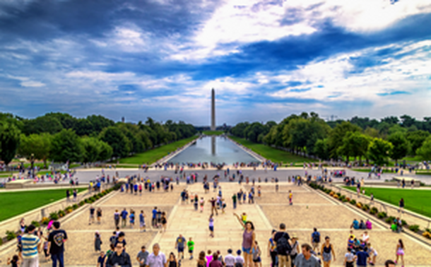 Tourists at Lincoln Memorial
