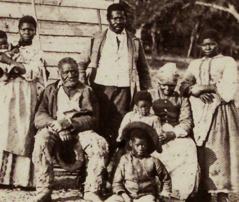 Photograph taken during Reconstruction Era showing five generations of African-Americans 