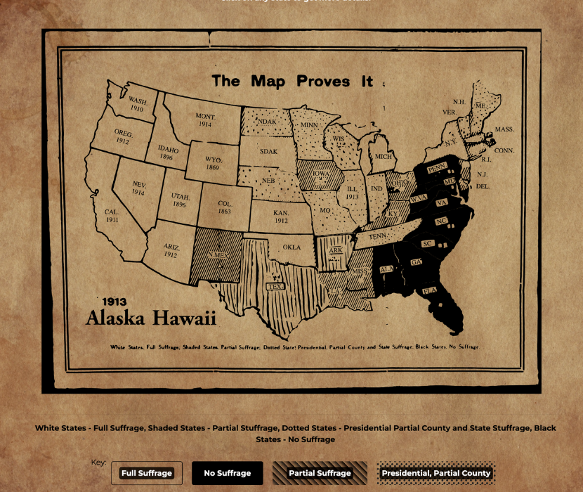 Screenshot of Digital Exhibition with Interactive version of "The Map Proves It"