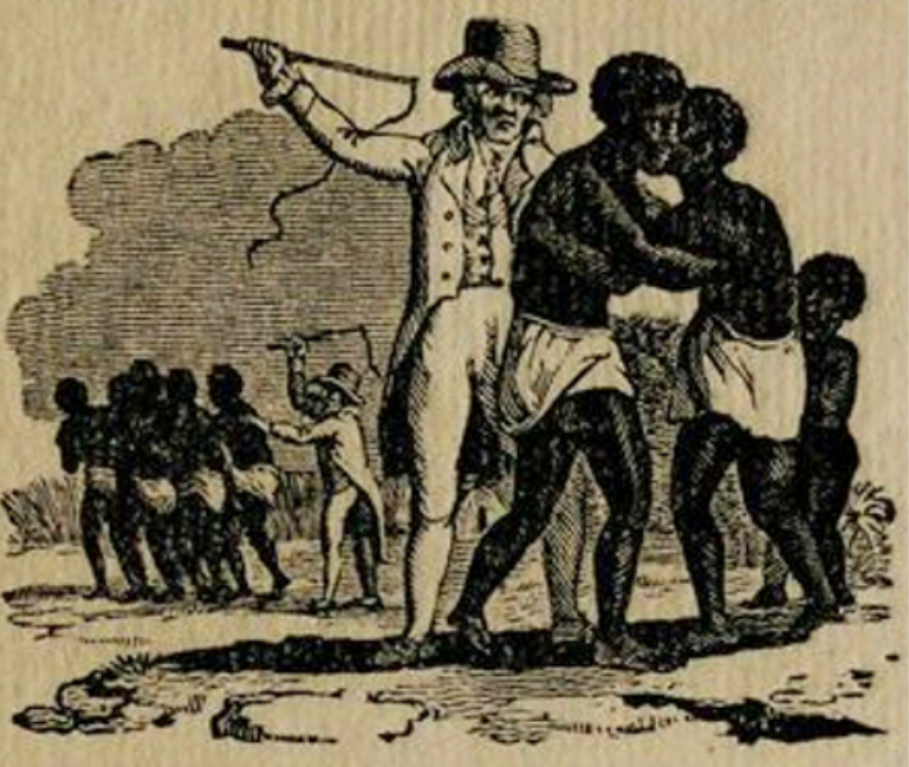 Detail of Broadside Capturing Slavery conditions in the West Indies showing the capture of slaves