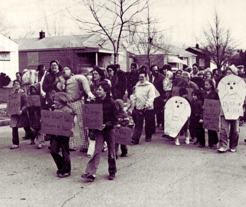 Photo of protest on effects of Dioxin.