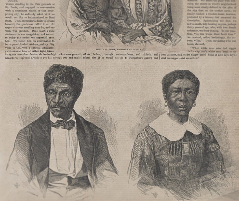 Detail of Dred and Harriet Scott envgravings featured in Frank Leslie's Illustrated Newspaper (1857)