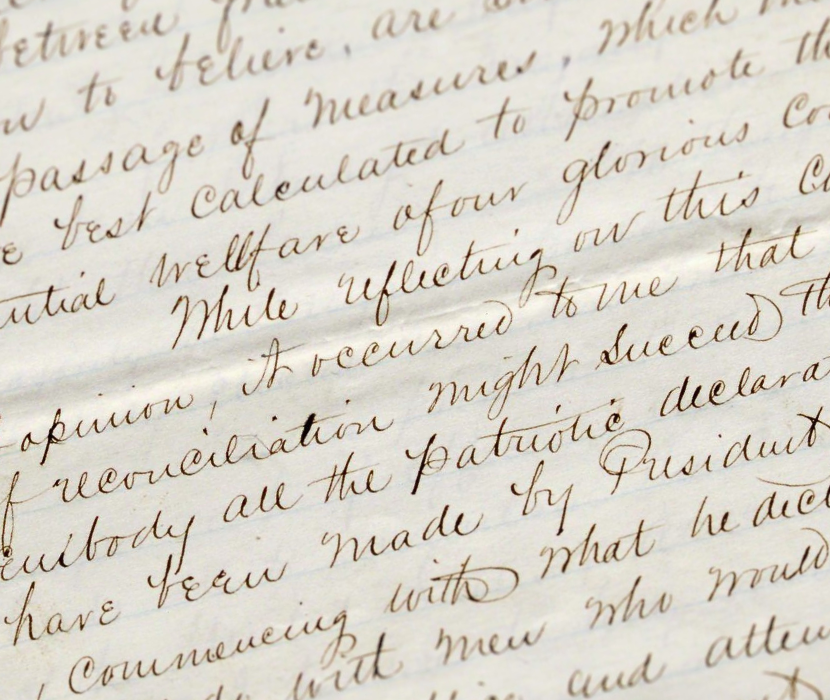 Detail from 1866 handwritten letter with focus on text "reconciliation might succeed"
