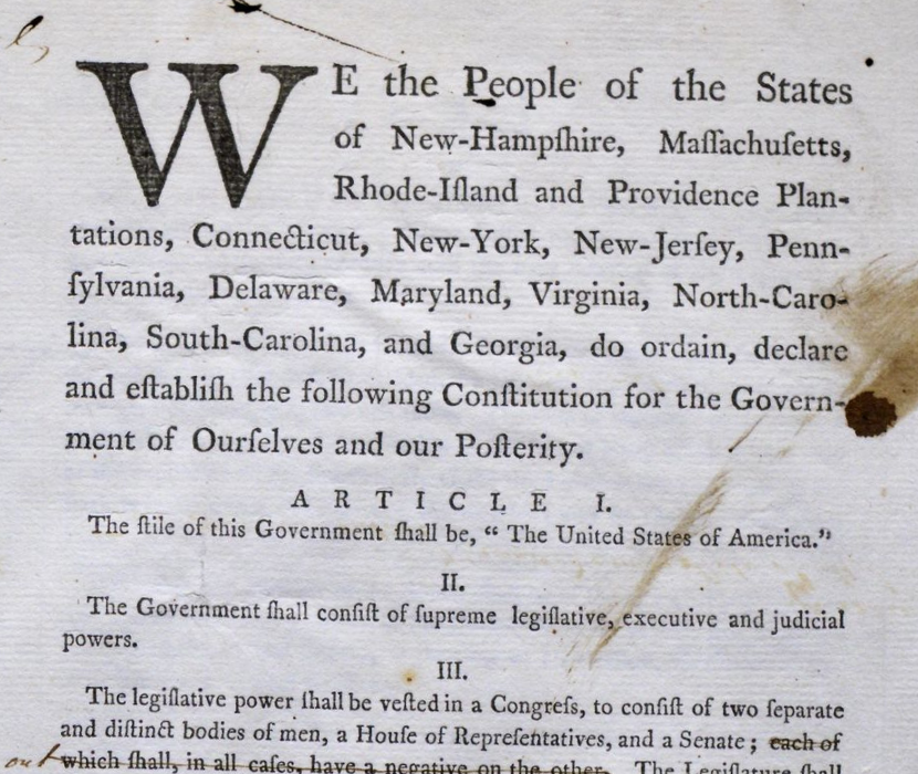 First page from the first draft of the US Constitution (August 6, 1787)