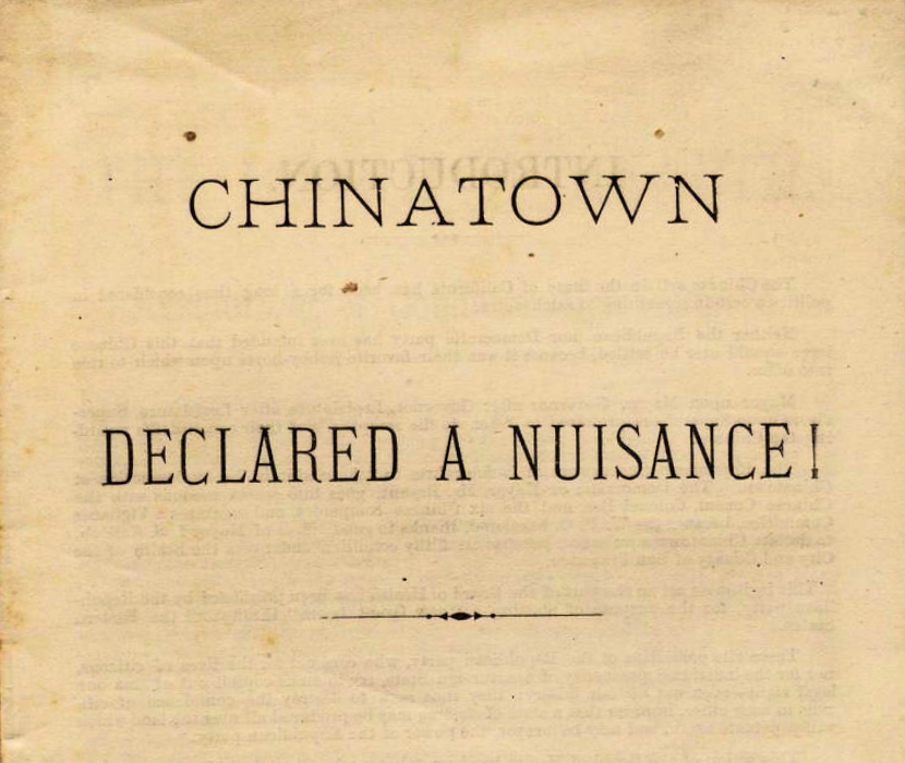 Pamphlet displaying anti Chinese sentiment.