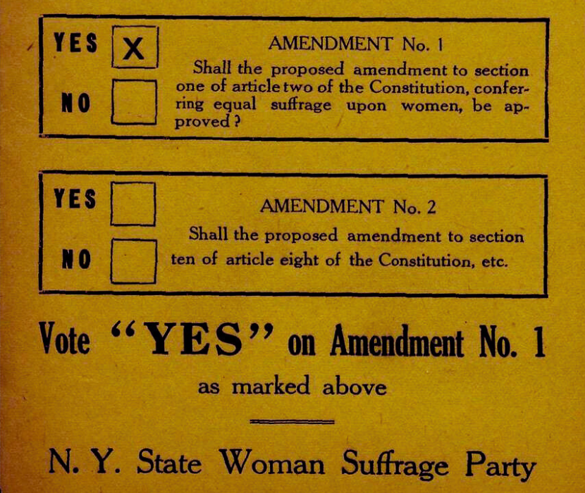 Pamphlet showing how to vote for women's suffrage.
