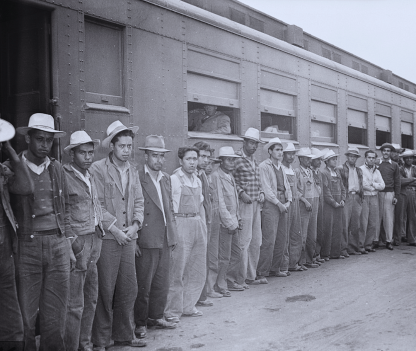 Photo of Mexican workers brought for agriculture work.