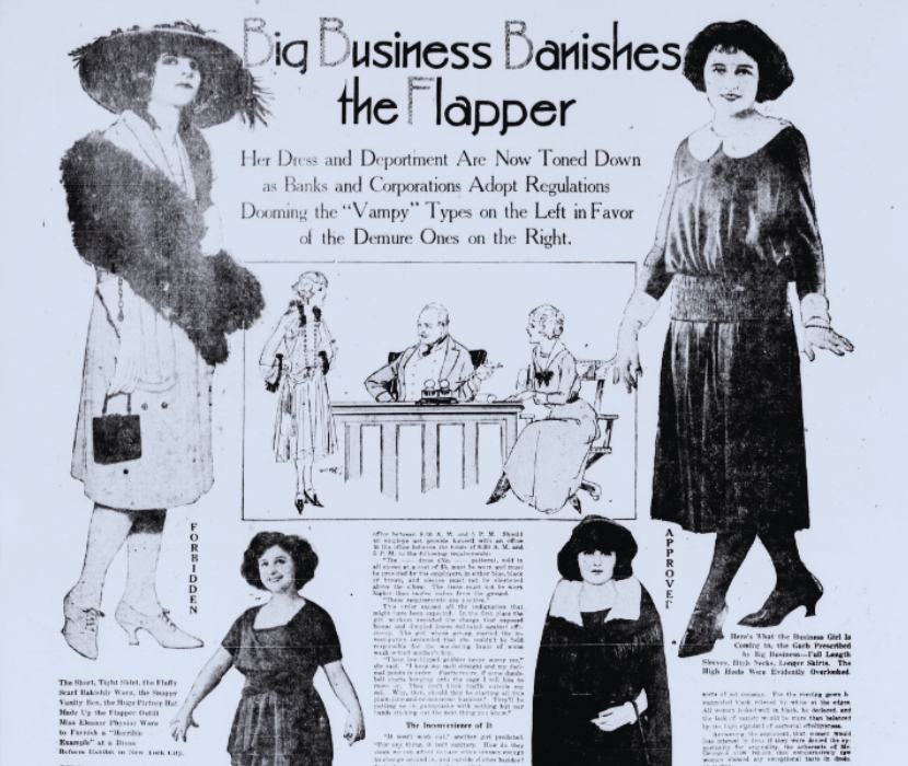 "Big Business Banishes the Flapper" article from Morning Tulsa Daily World.