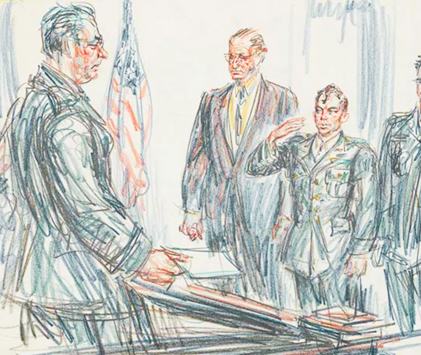 Courtroom sketch of My Lai Trials.