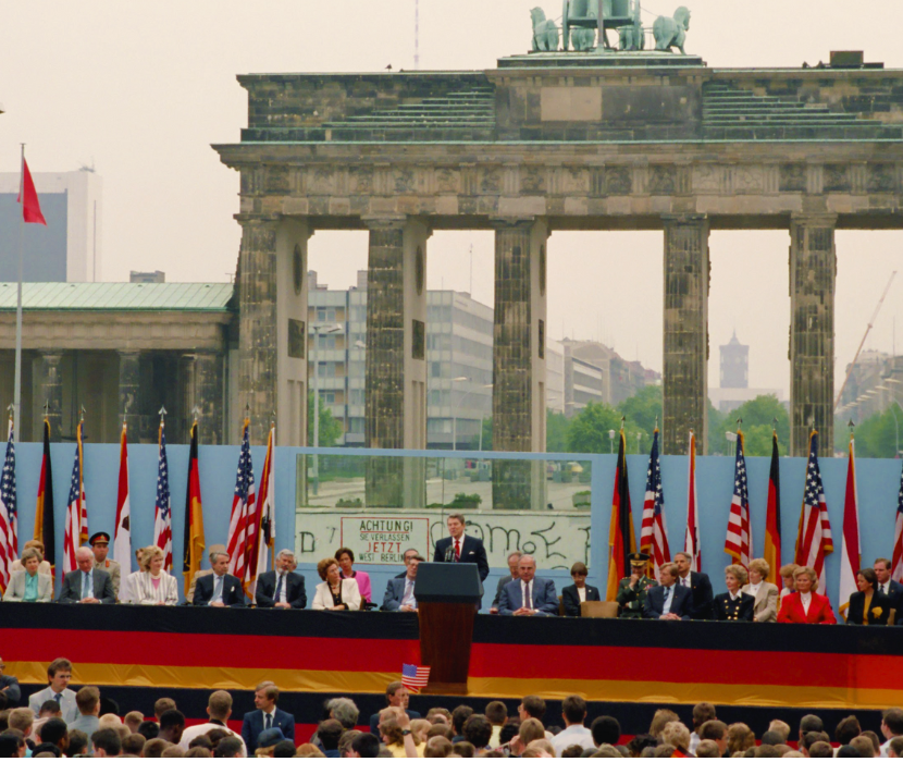 Photo of Reagan's Berlin Wall speech.