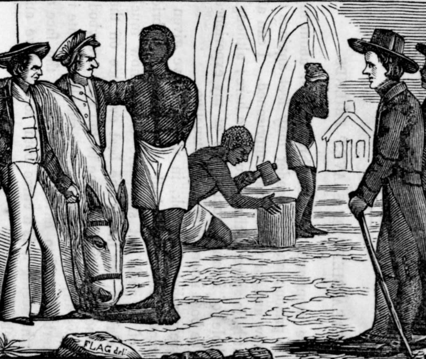 Image showing an enslaved person being exchanged for a horse
