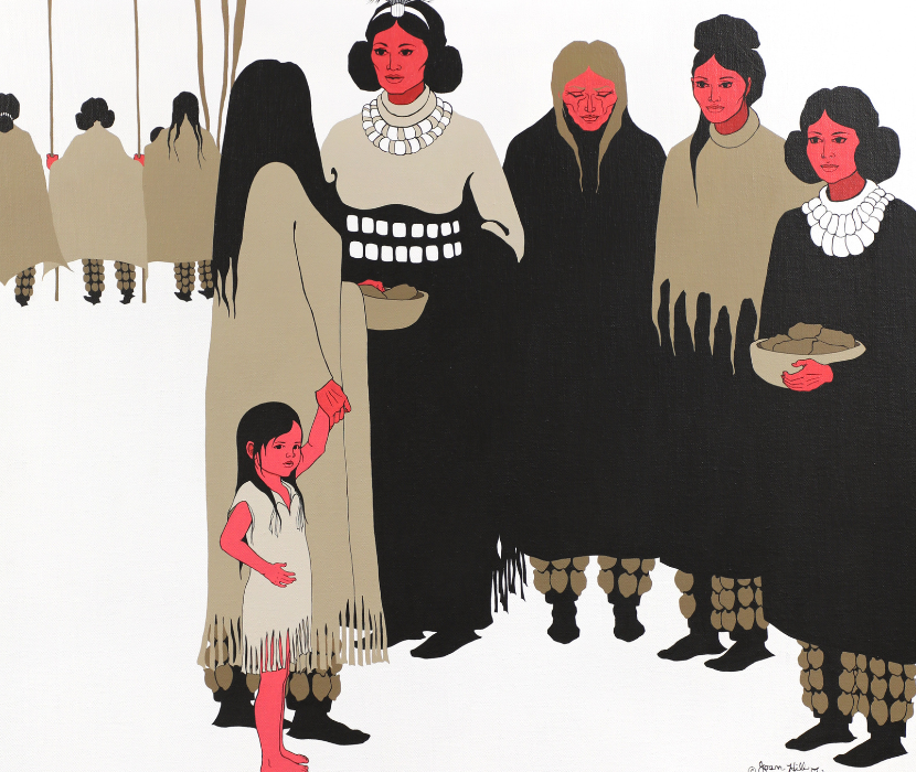 painting of Native American Women conferring together
