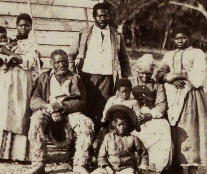 Photograph taken during Reconstruction Era showing five generations of African-Americans 