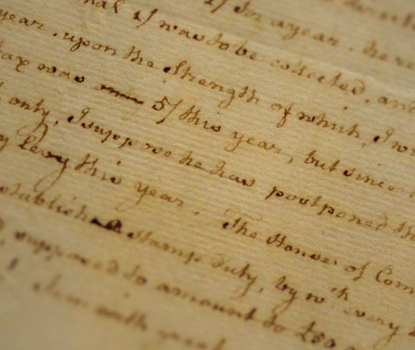 Detail from handwritten letter to James Madison about taxes in Virginia