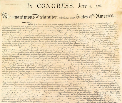 Detail of signatures to Declaration of Independence on a 1823 Facsimile engraving