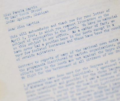 Letter by George Wallace rationalizing segregation in Alabama.