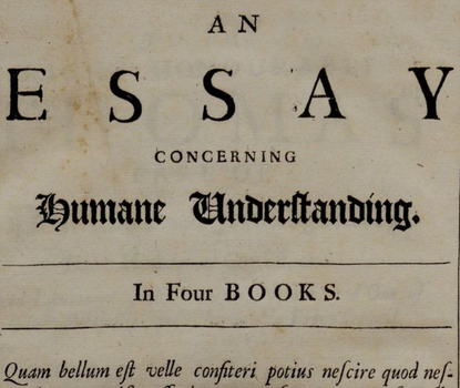 Title page of John Locke's 1690 essay on Humane Understanding