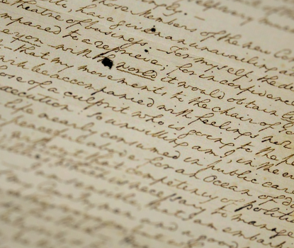 Detail of Washington's letter as prepares to travel to his inauguration