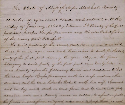 Reconstruction era sharecropping contract.