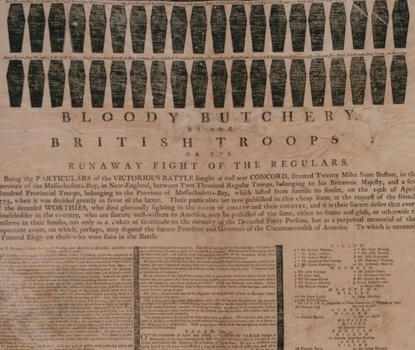Broadside detailing Bloody Butchery by British troops
