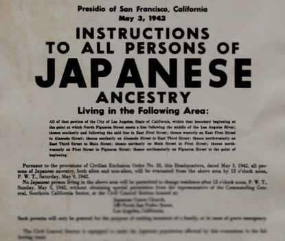 Notice to Japanese to assemble for transport to detention camps.