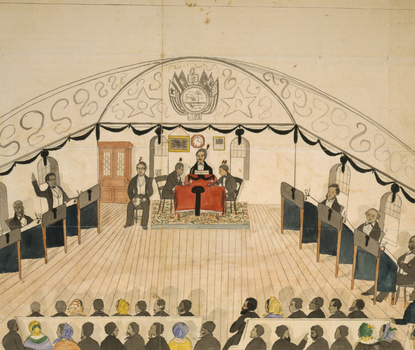 Handdrawn illustration of the Liberian Senate