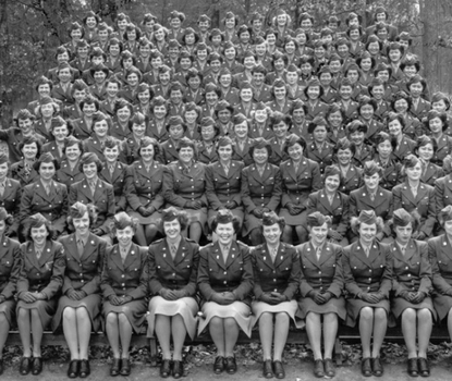 Group photo of a Women's Army Corps unit at Fort Oglethorpe