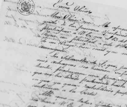 View of eighteenth-century letter in Spanish