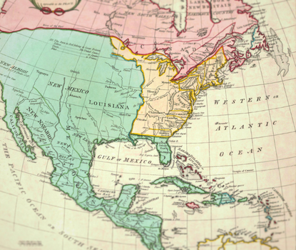 North American Map from 1790 showing European territorial claims