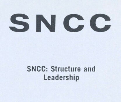 Title of Student Nonviolent Coordinating Committee (SNCC) pamphlet on "Structure and Leadership."