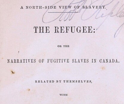 Title page of The Refugee: or the Narrative of Fugitive Slaves in Canada