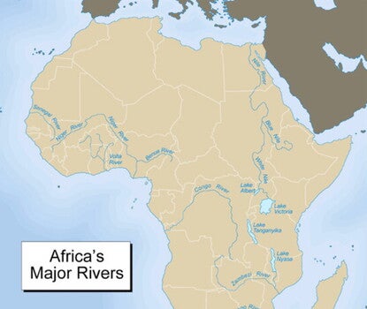 Map of Africa noting the major rivers.