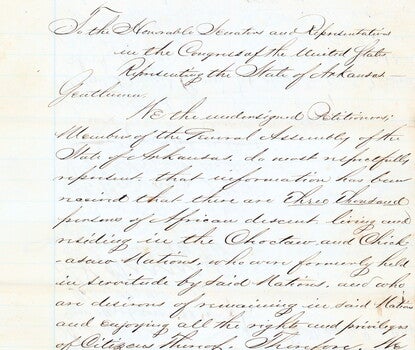 A handwritten petition in cursive.