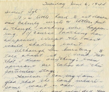 D-Day correspondence between a soldier and his wife, 1944