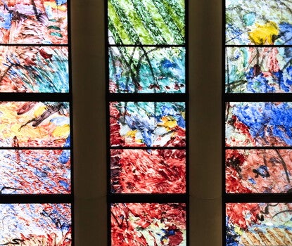 A multicolored, abstract glass mosaic.