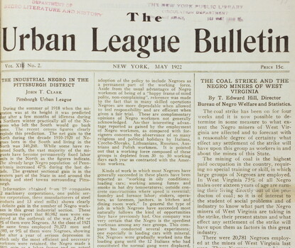Title page for The Urban League Bulletin magazine.
