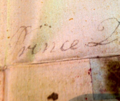 Prince Demah’s signature and a blotted-out seal on heavy cloth paper.