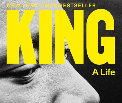A portion of the cover of "King, A Life" by Jonathan Eig.