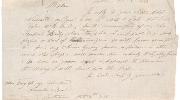 Hugh Auld's letter to Anna Richardson about Douglass's freedom