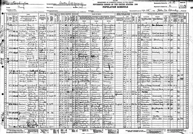 Page in the 1930 Census for Seattle, Washington