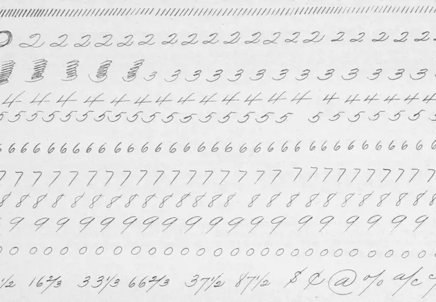 Handwritten numbers and symbols