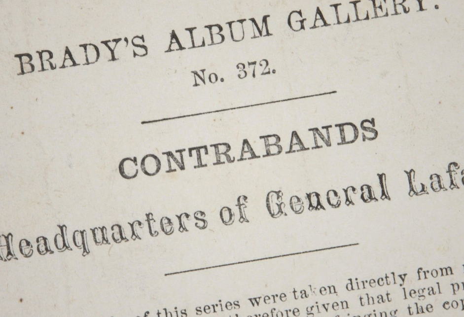 The printed verso of the image, with the title and number of the image from Brady's Album Gallery printed.