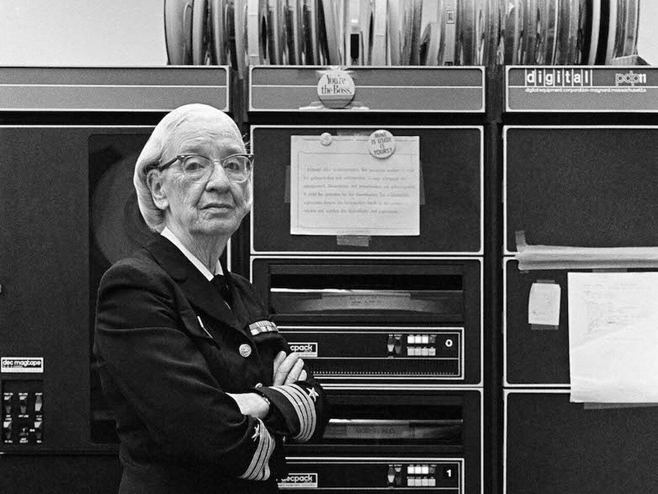 Grace M Hopper in her office in Washington DC, 1978