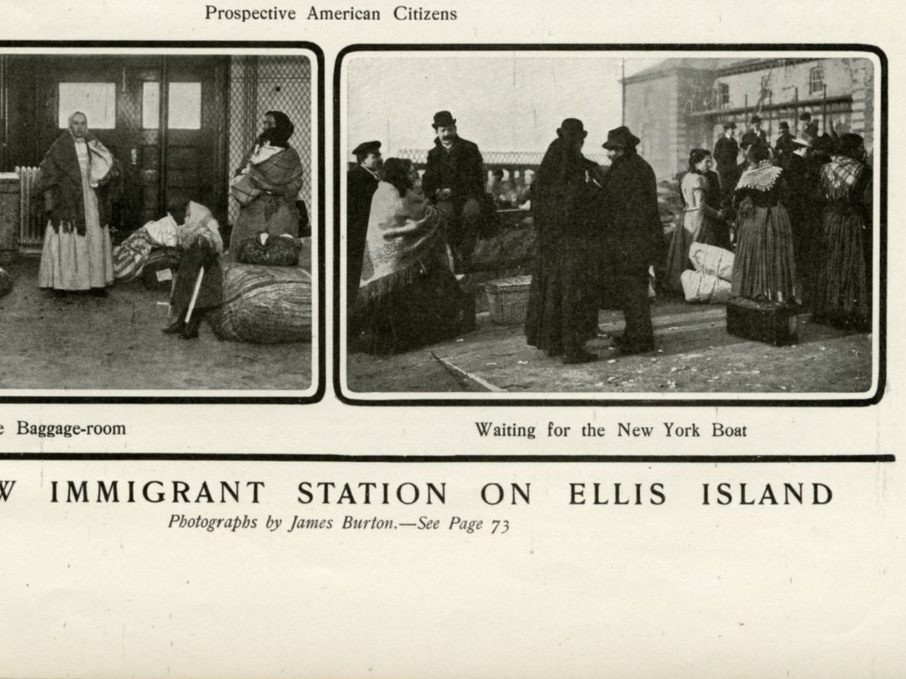Photographs in Harpers Weekly showing scenes from Ellis island
