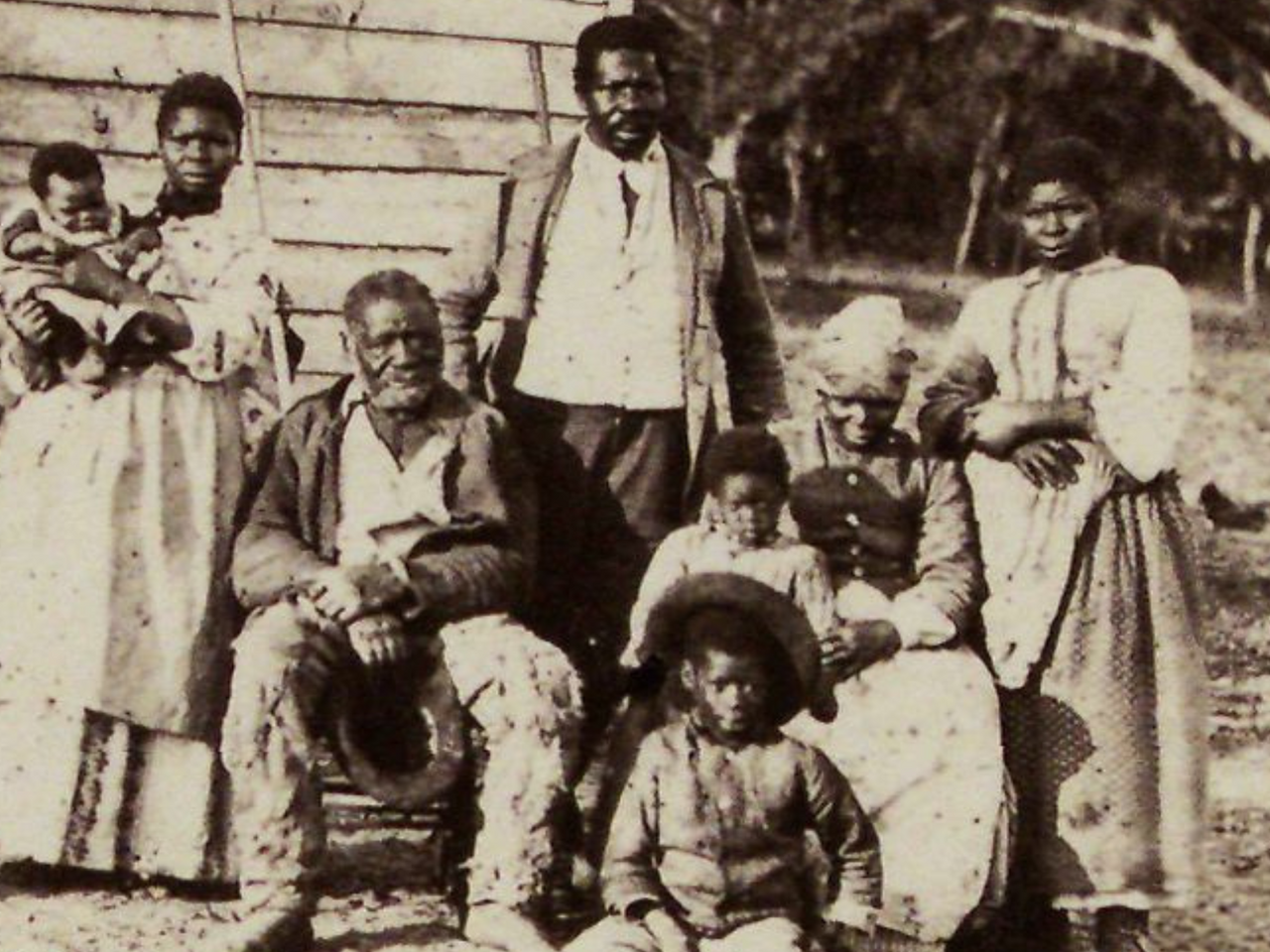 Photograph taken during Reconstruction Era showing five generations of African-Americans 