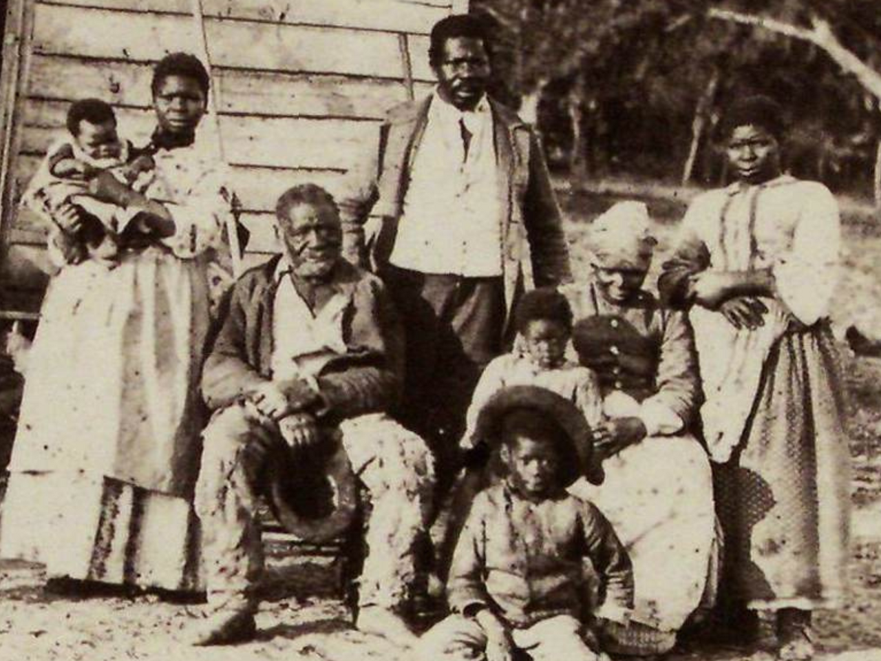 Photograph taken during Reconstruction Era showing five generations of African-Americans